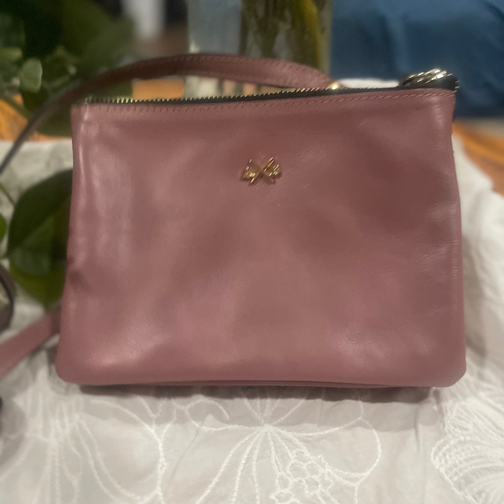 Leather Crossbody Bag in Dusty Rose - Lightweight Everyday Purse